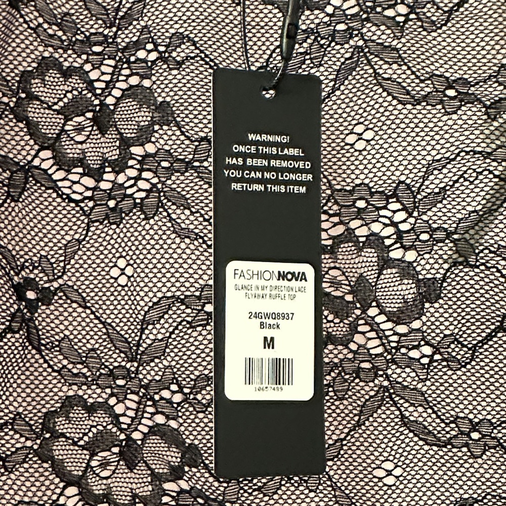 NEW with tags Fashion Nova Glance in my Direction Lace Flyaway Ruffle Top - Picture 5 of 5